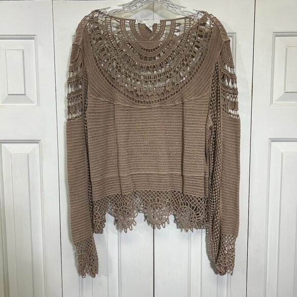 Brown Crochet Knit Top - Picture 1 of 4